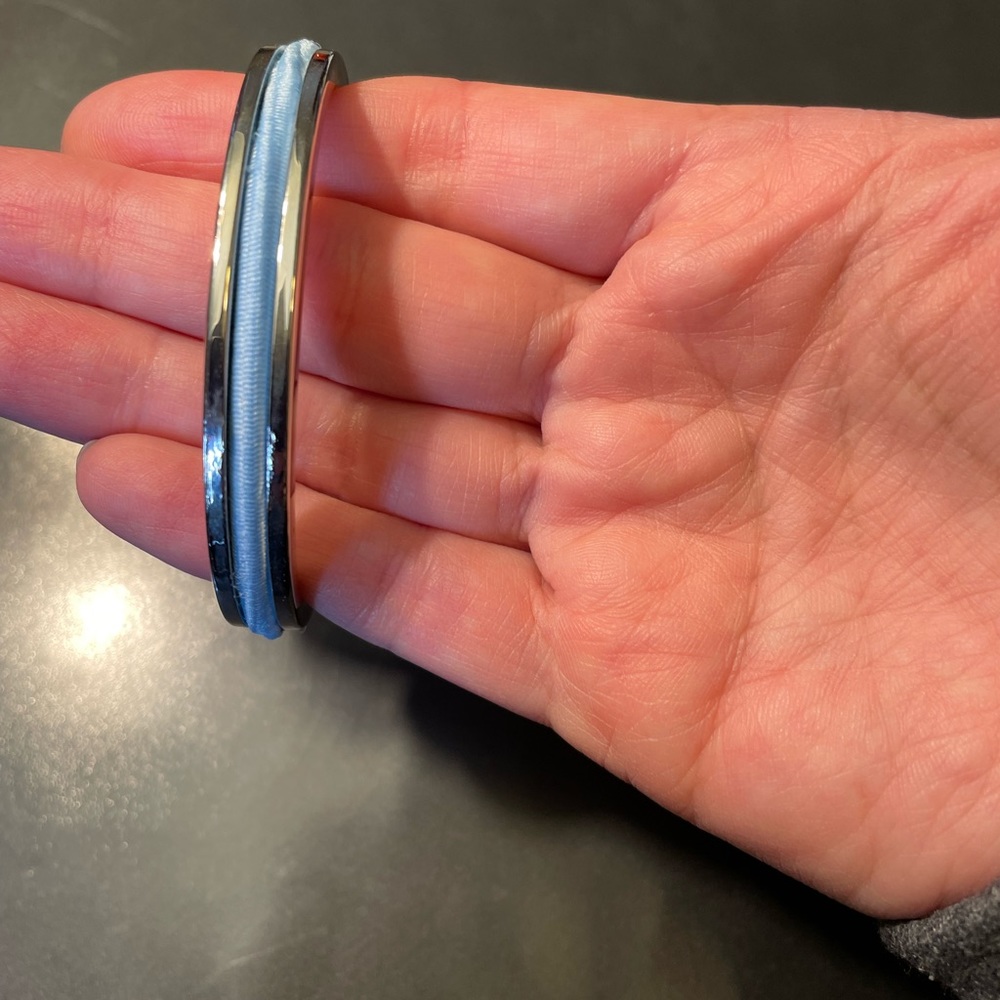 Silver bracelet hair tie holder